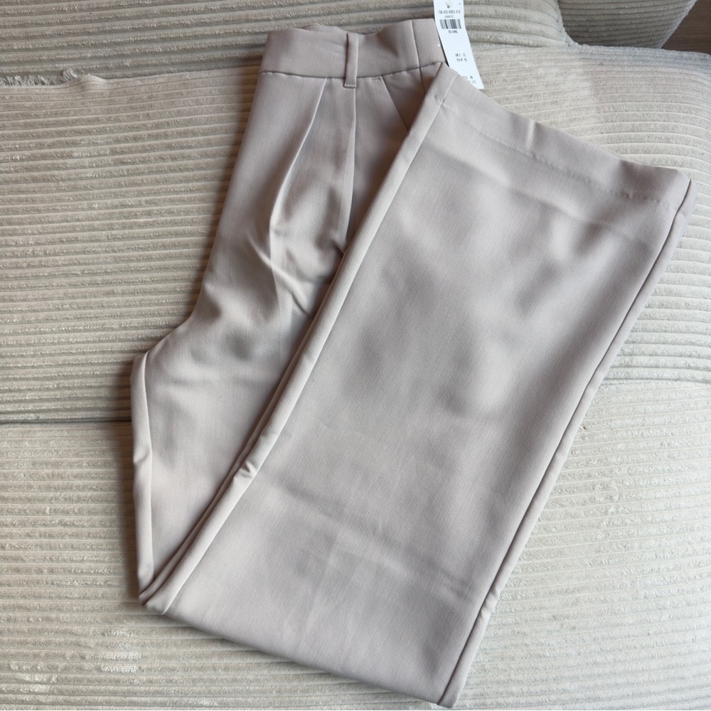 Abercrombie & Fitch Curve Love Sloan Wide-Leg Trousers in Light Beige